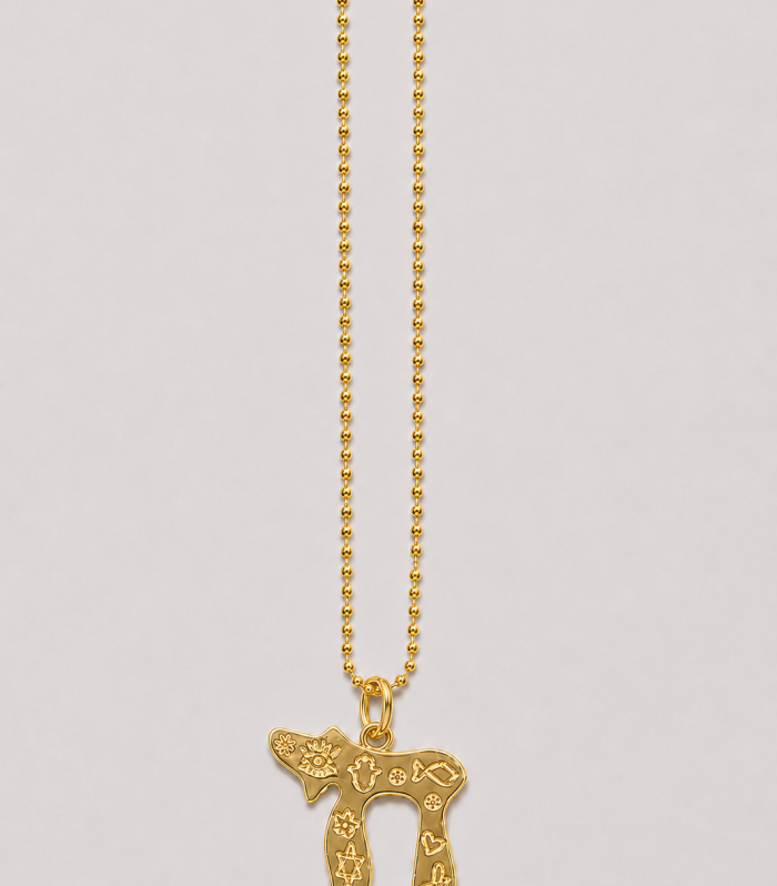Embossed Chai on Ball Chain Necklace