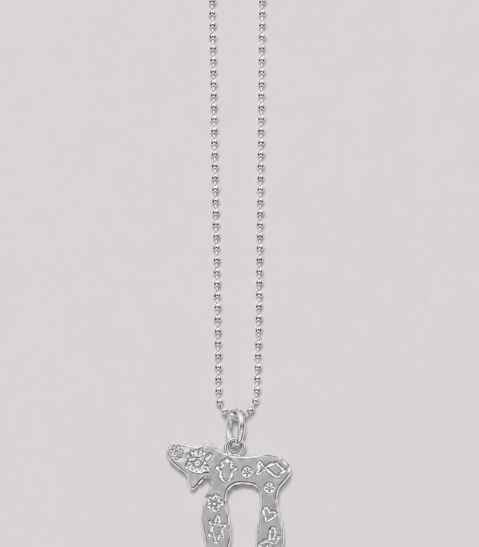 Embossed Chai on Ball Chain Necklace