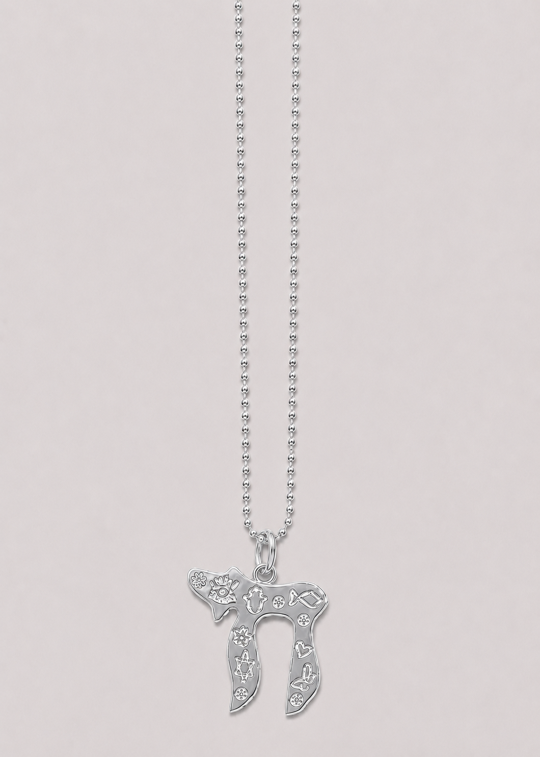 Embossed Chai on Ball Chain Necklace