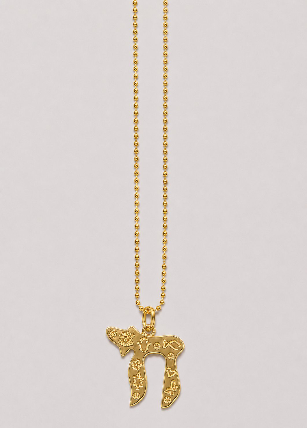 Embossed Chai on Ball Chain Necklace